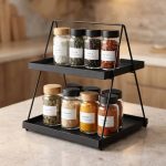 استند فلزی مشکی 2 طبقه