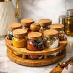 جا ادویه چوبی گردان گرد 6تایی